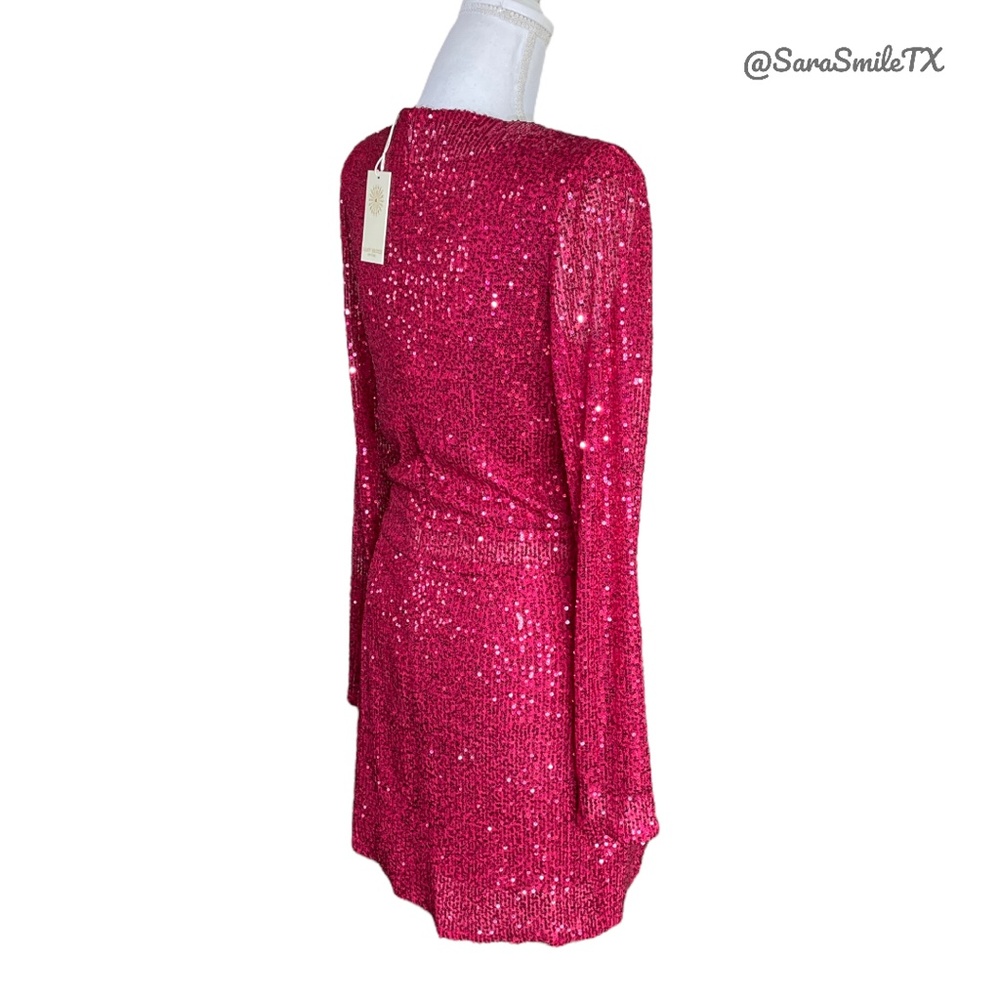 RAMY BROOK - Reba - Sequin Plunge V-Neck Long Sleeve Party Cocktail Dress - Picture 5 of 16